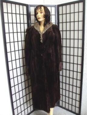 MINT BROWN SHEARED RABBIT FUR COAT JACKET W/ LAMB TRIM WOMEN WOMAN SZ 4 PETITTE